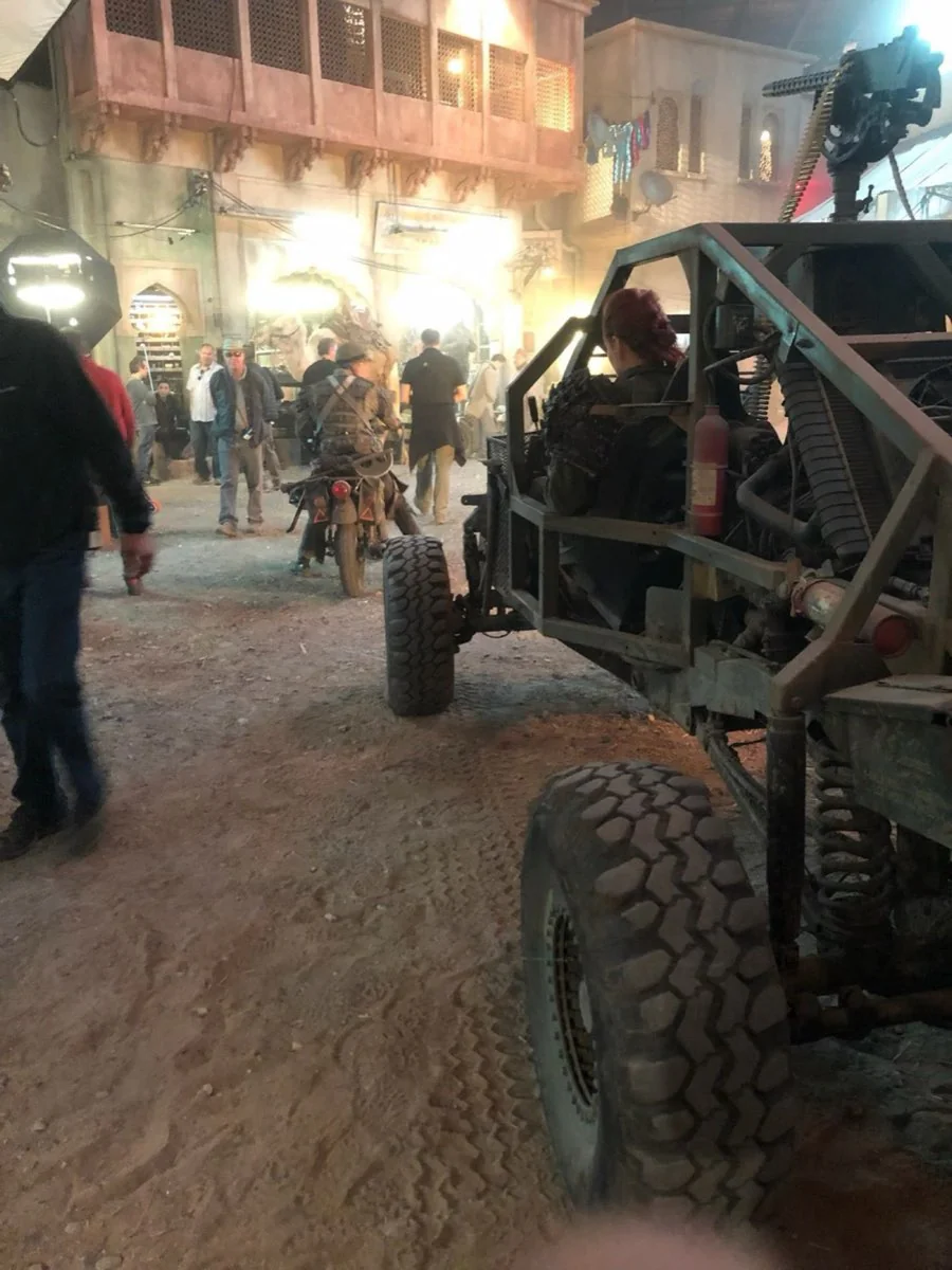 Vehicle on active film set