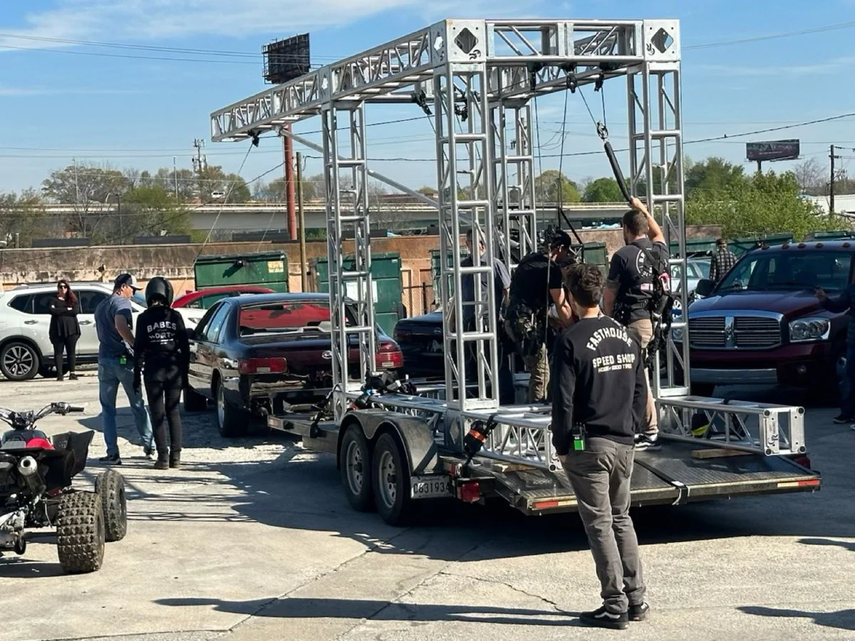 Sports car on set